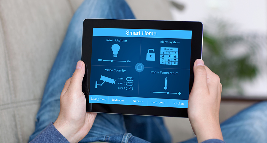 The ability to access and control security components from a mobile device is one of the top smart home trends in Logan. Close-up of smart home security app.